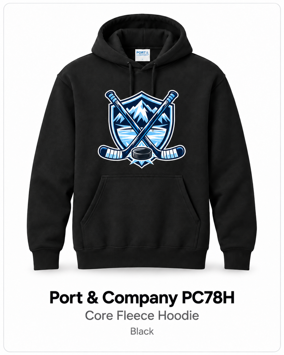 Hockey Team Core Fleece Hoodie – Black
